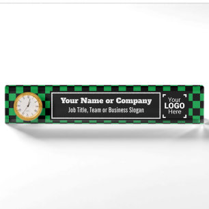 Checked Green & Black - Modern Business Style Nameplate