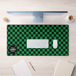 Checked Green / Black with Your Business Logo Desk Mat