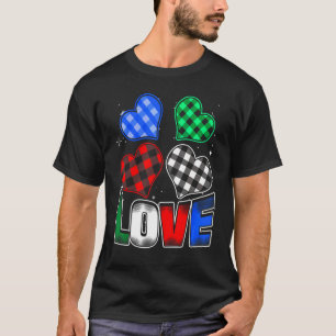 Checked Hearts With Love For Couples Valentine's D T-Shirt