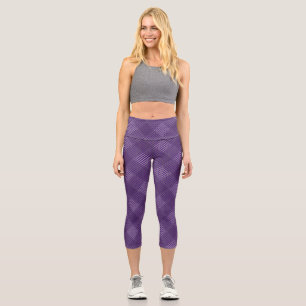 Checked pattern diagonal 2 tones b Purple Capri Leggings