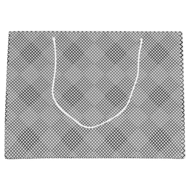 Checked pattern diagonal 2 tones w OffWhite Large Gift Bag (Front)