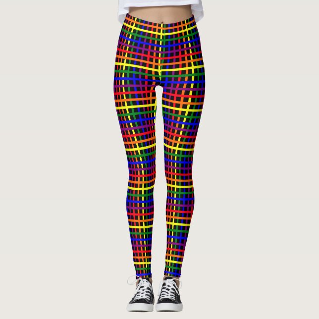 Checked Pattern Pride Colours Leggings (Front)