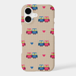 Checked pattern with love owls