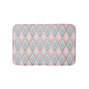 Checked rhombus shapes, geometric pattern. bath mat