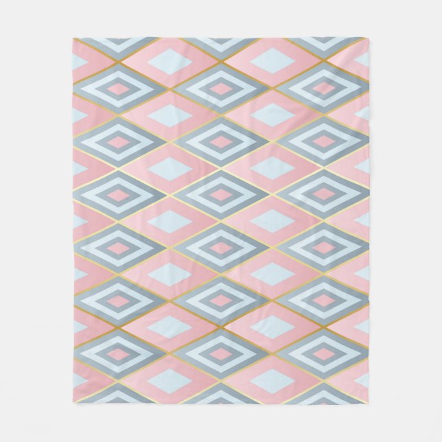 Checked rhombus shapes, geometric pattern. fleece blanket (Front)