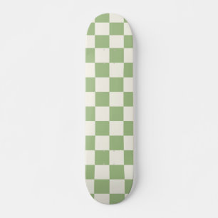 Checked Sage and Cream Pattern Skateboard
