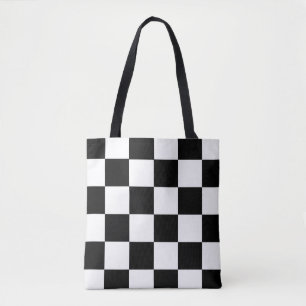 Checked Squares Black White Colourful Art Tote Bag