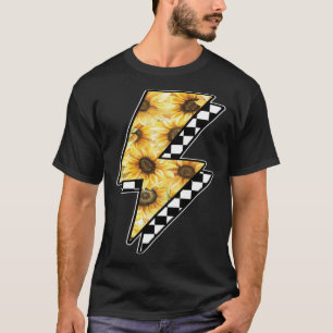 Checked Sunflower Lightning Chess Board T-Shirt