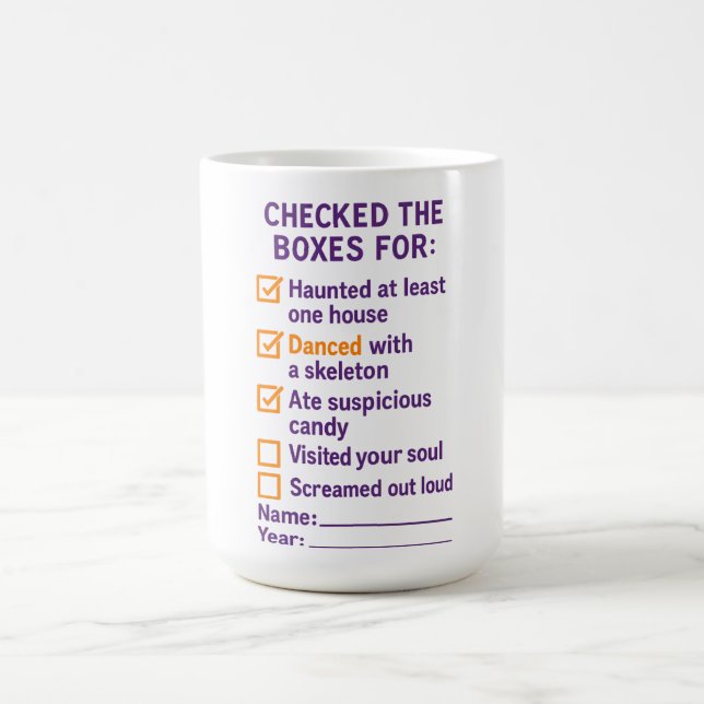 Checked The Boxes Halloween Spooky Checklist Fun Magic Mug (Center)