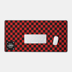 Checked True Red / Black with Your Business Logo Desk Mat
