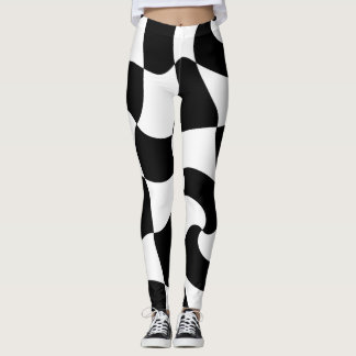 checker black and white pattern leggings