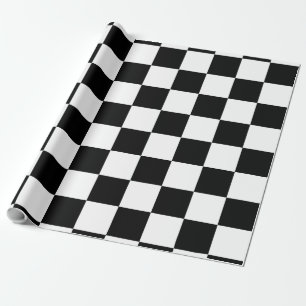 Checker board pattern with white,black wrapping paper