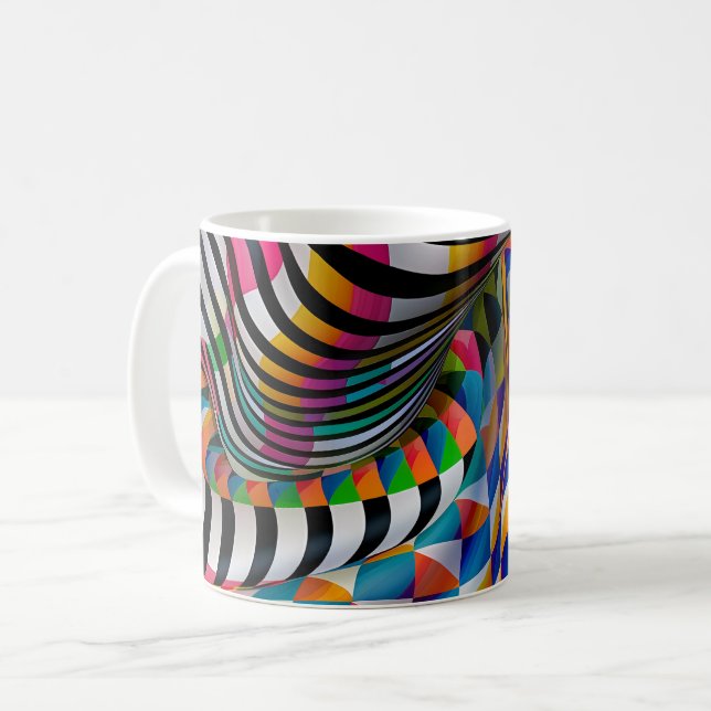 Checker Board Stripe Design Art Coffee Mug (Front Left)