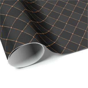 Checker Copper Lattice Black Halloween Pattern Wrapping Paper