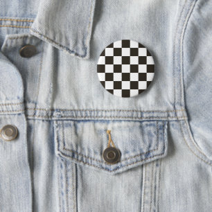 Checker Flag (Black and White) (Checker Pattern) 2 Inch Round Button