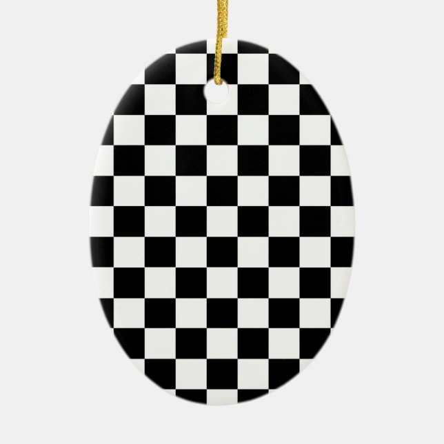Checker Flag Ceramic Ornament (Front)