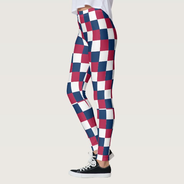 Checker pattern with US flag color Leggings (Left)