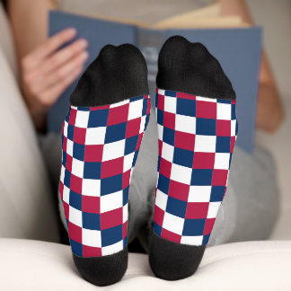 Checker pattern with US flag color Socks