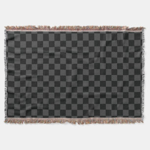 Checkerboard Black Gray Checkered Squares Check Throw Blanket