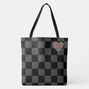 Checkerboard - Black Gray - Emo - Tote Bag
