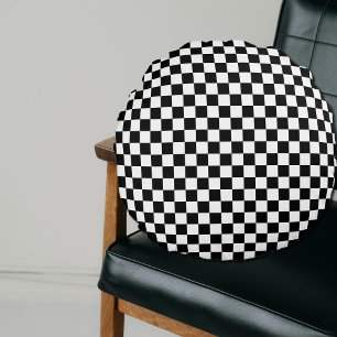 checkerboard pattern round pillow