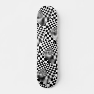 Checkerboard Swirl B&W  Skateboard
