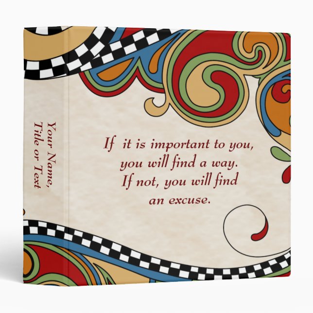 Checkerboard Whimsy Affirmation Classeur (Devant/Côté)