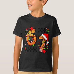 Checkered 67 Basketball Santa Hat Christmas Six Se T-Shirt