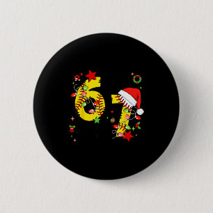 Checkered 67 Softball Santa Hat Christmas Six Seve 2 Inch Round Button