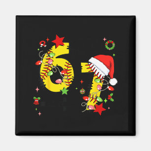 Checkered 67 Softball Santa Hat Christmas Six Seve Magnet