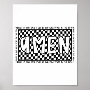 Checkered Amen Vintage Jesus Bible Verse Christian Poster