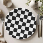 Checkered Black and White Pattern Birthday Party Paper Plate<br><div class="desc">Checkered Black and White Plate,  Black and White Party Decor,  Checkered Party Plates,  Two Cool Party Plates,  Two Cool Party Decorations,  Modern Kids Party Plate,  checkerboard plate,  checkered pattern,  chessboard,  gingham plaid, </div>