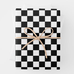 Checkered Black and White Wrapping Paper Sheet