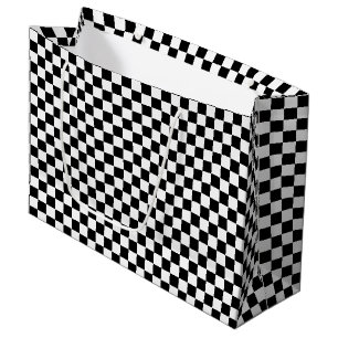 Checkered Black-White-Gift Bag, Large Gift Bag