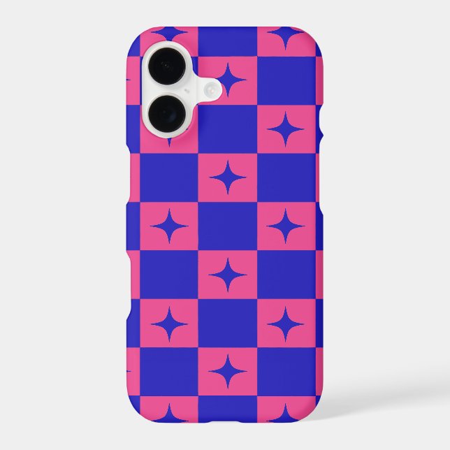 Checkered Blue & Pink Tile With Sparkles Pattern (Back)