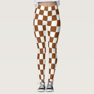 Checkered Brown and White  Leggings