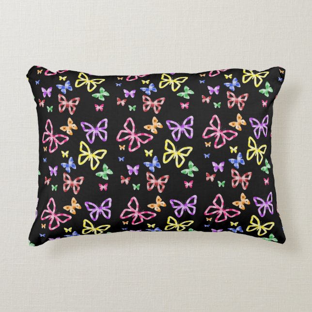 CHECKERED BUTTERFLIES DECORATIVE PILLOW (Front)