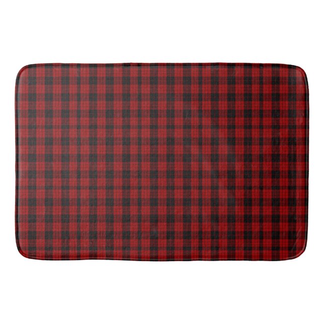 Checkered Christmas Red Buffalo Plaid Bath Mat (Front)
