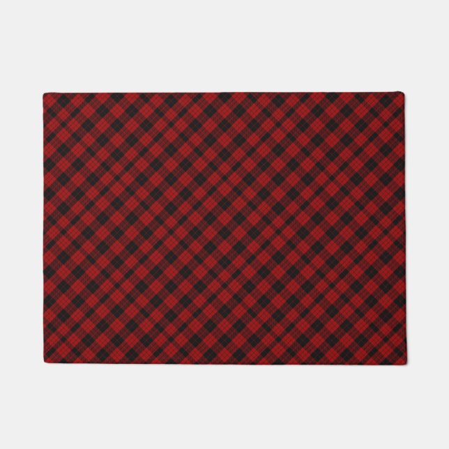 Checkered Christmas Red Buffalo Plaid Doormat (Front)