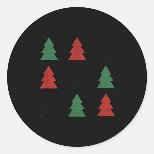 Checkered Christmas Tree Graphic Crewneck Swea Fun Classic Round Sticker (Front)