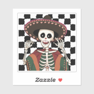 Checkered Cinco De Mayo Skull Poncho Sombrero Idea