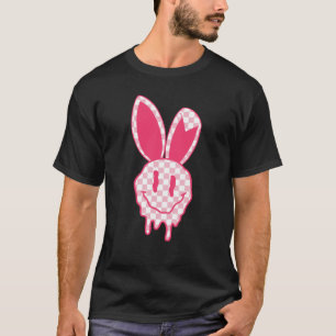Checkered Cute Bunny Smile Happy Face Checkered Ha T-Shirt