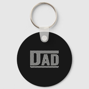 Checkered Dad Black White Funny Dad Father's Day M Keychain