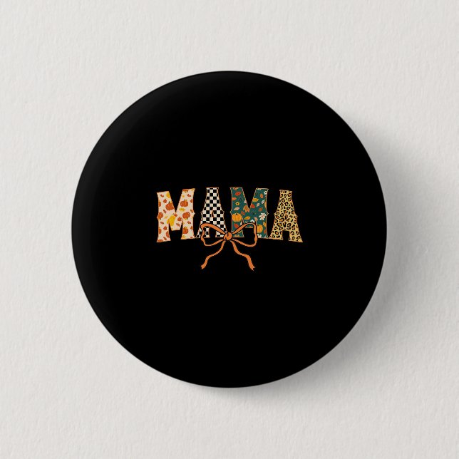 Checkered Fall Mama  2 Inch Round Button (Front)