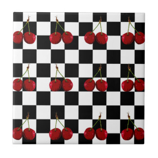 CHECKERED FLAG CHERRIES PATTERN TILE