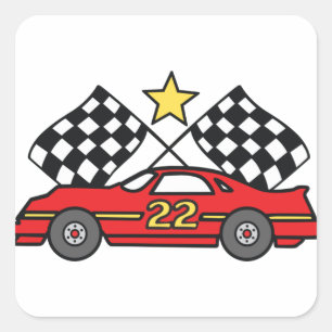 Checkered Flags Car Square Sticker