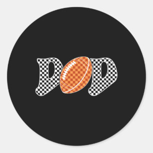 Checkered Football Dad For Men Fathers Day  Classic Round Sticker