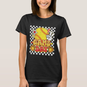 Checkered Game Day Cute Coquette Bow Softll Women T-Shirt