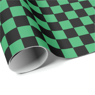 Checkered Green and Black Wrapping Paper