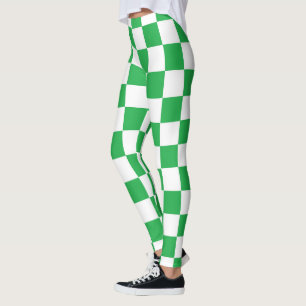 Checkered Green and White Leggings